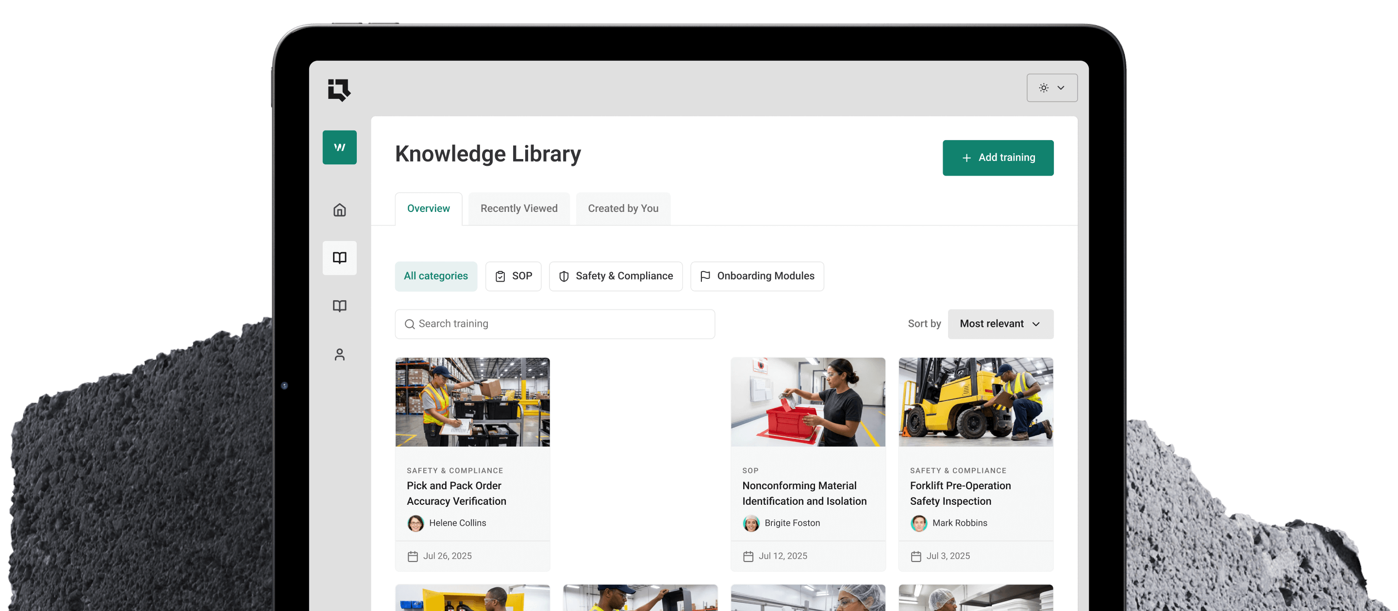 Industiq Ops Library interface showing workflow procedures