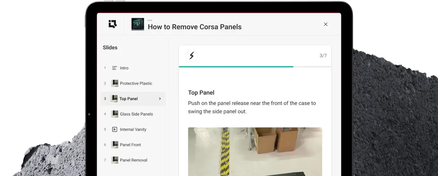 Industiq Ops Library interface showing workflow procedures
