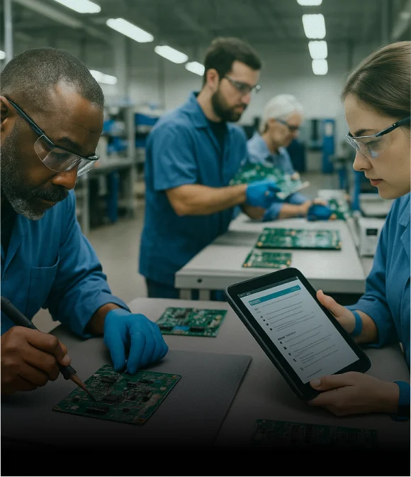 Training lead coaching an employee.